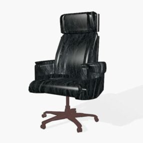 Black Leather Manager Skrivebordsstol 3d model