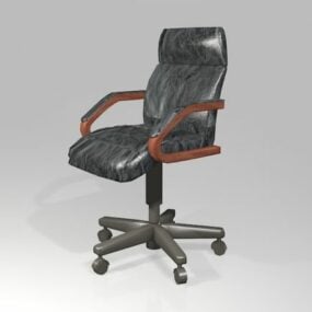 Leather Office Chair Wheels Style 3d model