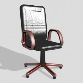 Black Leather Office Wheels Chair 3d model