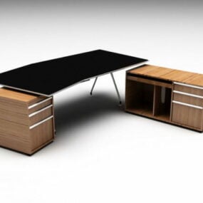 Muebles de escritorio de oficina negros modelo 3d