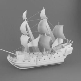 Modelo 3D de navio pirata vintage