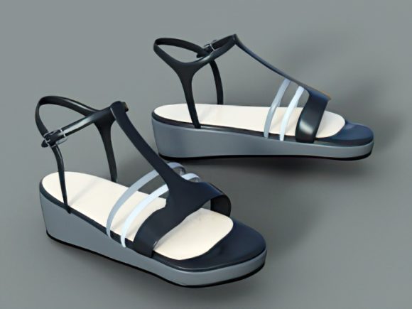 Black Wedge Fashion Sandals