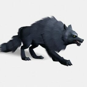 Cartoon Black Wolf 3d model