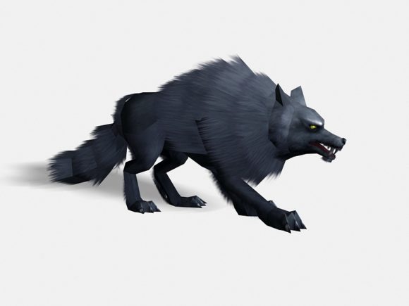 Cartoon Black Wolf