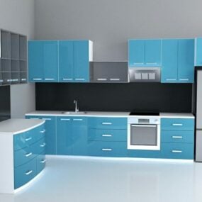 Blue Kitchen Corner Cabinet Designs 3d model