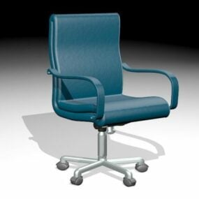 Blue Leather Desk Chair 3d model