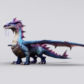 Modelo 3d del personaje de la criatura del dragón azul