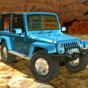 Vehículo Jeep Wrangler azul modelo 3d