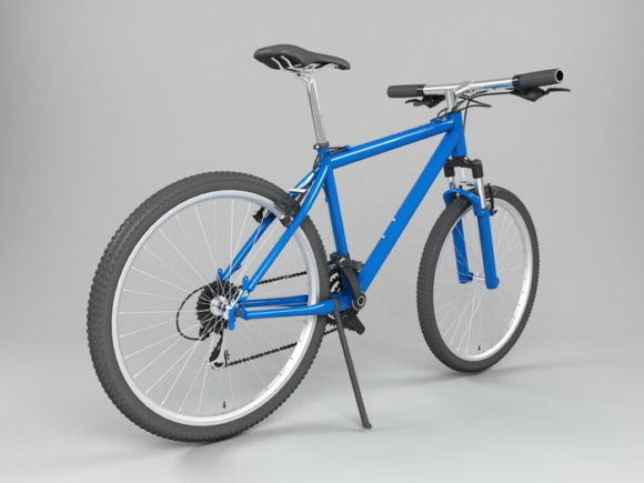 Горный велосипед окрашен в синий цвет