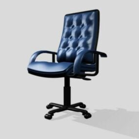 Blue Swivel Desk Chair Tufted Leather 3d model