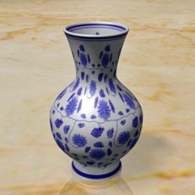 Čínská starověká modrá porcelánová váza 3D model