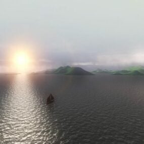 3d модель Сцена заходу океану