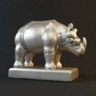 Silver Rhino Statue