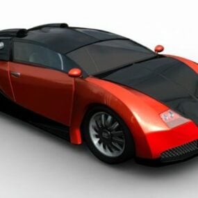 โมเดล 3 มิติ Bugatti Veyron Red Black Super Car