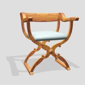 Wood Chair With Large Stand 3d model