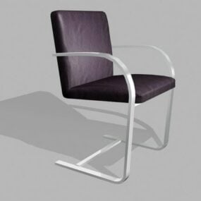 Krzesło do jadalni ze wspornikiem, skórzane wykończenie Model 3D