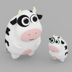 3D-Modell der Cartoon-Kuhfamilie