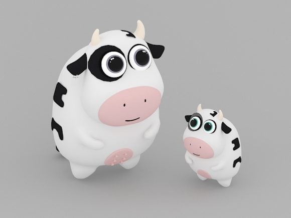 Famille de vache de dessin animé