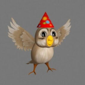 Karikatür Sevimli Baykuş Kuş 3D modeli