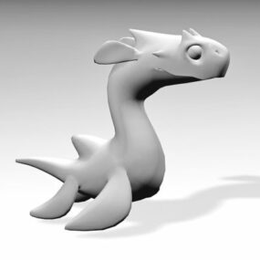 Low Poly kreslený 3D model Plesiosaura