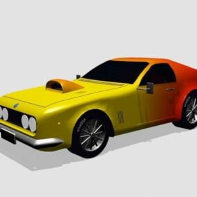 Model 3D samochodu z kreskówkowym kucykiem