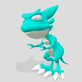 Modelo 3d de dinosaurio tiranosaurio rex de dibujos animados