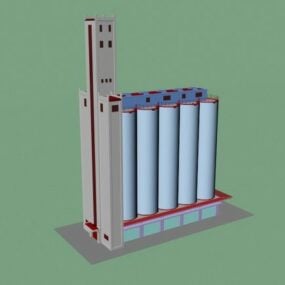 Chemiefabrik mit Schornstein 3D-Modell