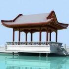 جناح الهندسة المعمارية الصينية على ضفاف الماء