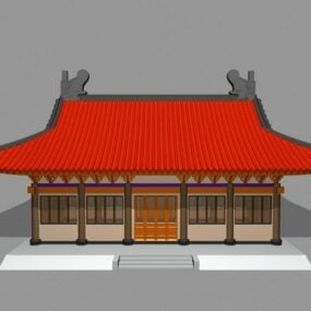 דגם תלת מימד של בניין מקדש בודהיסטי סיני