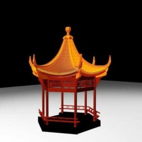 نموذج ثلاثي الأبعاد لجناح الحديقة الصينية للهندسة المعمارية التقليدية