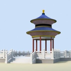 نموذج جناح الحديقة الصينية الكلاسيكية ثلاثي الأبعاد