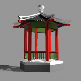 Modello 3d del padiglione del giardino cinese vintage