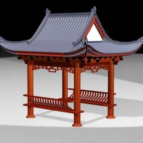 Kinesisk Gazebo trästruktur 3d-modell