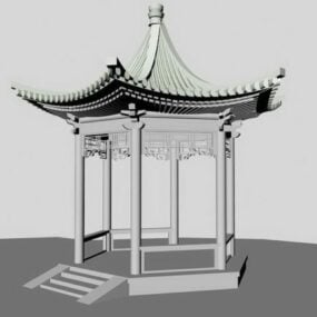 Zeshoekig paviljoen Chinese stijl 3D-model