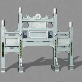 Model 3D chińskiej bramy Paifang