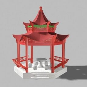 Model 3d Struktur Kuno Paviliun Cina