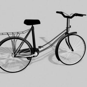 Bicicleta clásica pintada de negro modelo 3d