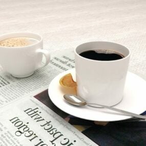 Coffee Cup And Newspaper 3d model