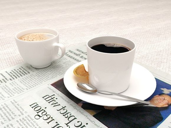 कॉफी कप और अखबार