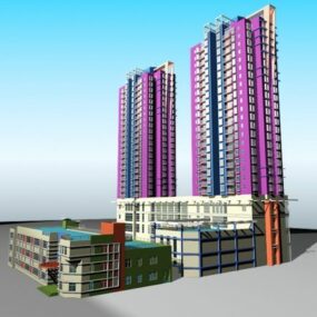 مدل سه بعدی ساختمان مسکونی تجاری