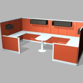 Contemporary Cubicle Desk Workstations Furniture 3d model