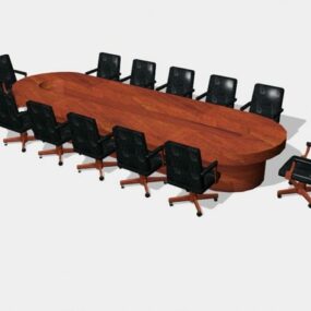 Conference Room Long Table And Chairs 3d model