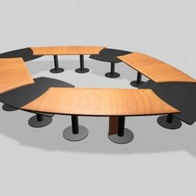 Conference Table Desk Oval Shape 3d model