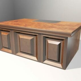 Bureau d'écriture en bois contemporain modèle 3D
