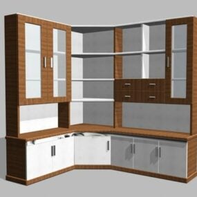 Kitchen Cabinet Corner L Shape With Refrigerator 3d model