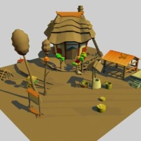 Model 3D wiejskiego domu z kreskówek