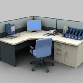 Cubicle Office With Chair Furniture Set 3d model
