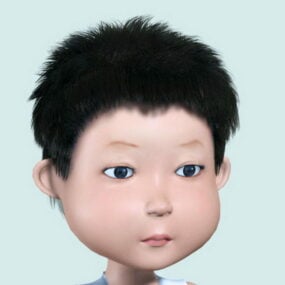 Cute Asian Boy Head 3d model