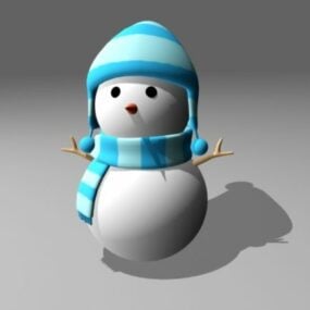 Cute Cartoon Snowman 3d model