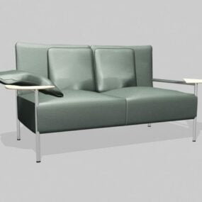 Ciemnozielona skórzana sofa z podwójnym siedziskiem Model 3D